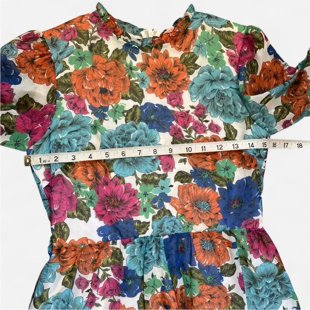 Marlo Floral Print Long Sleeve Romper With Ruffle Hem size 13-14